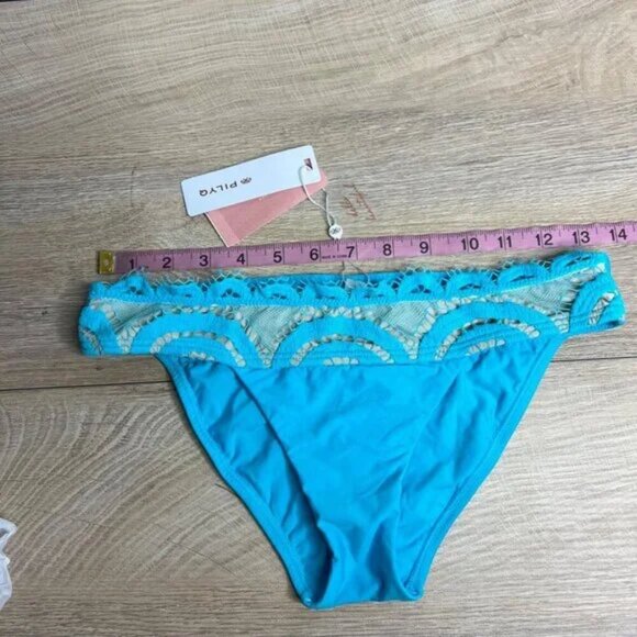 NWT Pilyq Marine Banded Lace Bikini Bottoms Cheeky Low Rise High Thigh M - Picture 7 of 10